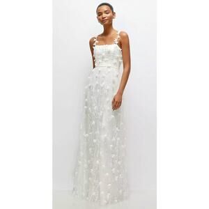 Dessy Collection NWT White Ivory Floral Embroidered Dress 3D Appliqués Formal 10